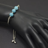 AQUAMARINE GEMSTONE -Albatrosart Design Bracelet on Stainless Steel Slider Chain, Gemstone Adjustable Bracelet, Chain  Bracelet