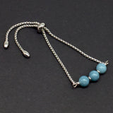AQUAMARINE GEMSTONE -Albatrosart Design Bracelet on Stainless Steel Slider Chain, Gemstone Adjustable Bracelet, Chain  Bracelet