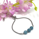 AQUAMARINE GEMSTONE -Albatrosart Design Bracelet on Stainless Steel Slider Chain, Gemstone Adjustable Bracelet, Chain  Bracelet