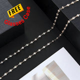 FREE Eyeglass Case -Silver & RHINESTONE  Beaded Eyeglass Chain Eyewear Retainer Eyeglass Strap Holder Eyeglass Necklace Women Eyeglass Chain -FREE Eyeglass Case