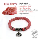 PISCES ZODIAC Healing Gemstone Bracelets According to Zodiac Series -8 mm Rose Quartz Beads- Astrology Healing Stress Relief Bracelets