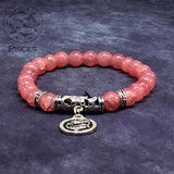 PISCES ZODIAC Healing Gemstone Bracelets According to Zodiac Series -8 mm Rose Quartz Beads- Astrology Healing Stress Relief Bracelets