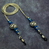 Blue Agate Natural Stone Design Beaded Eyeglass Chain Eyewear Retainer Eyeglass Strap Holder Eyeglass Necklace Women Eyeglass Chain -FREE Eyeglass Case