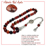 Miracle Red Agate Natural Stone Muslim Big Tasbih, Tasbeeh, Misbaha, Worry Beads, Muslim Prayer Beads, Rosary, Tesbih (10 mm 33 Beads)