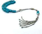 ALBATROSART Design -Greek COMBOLOI Series -1- Worry Beads - Prayer Beads - Tesbih-Tasbih-Tasbeeh-Misbaha-Sibha-Rosary (Synthetic Cylinder Turquoise -(10X16mm, 15 Beads)