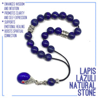 Greek KOMBOLOI Worry Beads Anxiety Beads Rosary Relaxation Stress Relief -LAPIS LAZULI STONE BEADS -10mm Diameter-