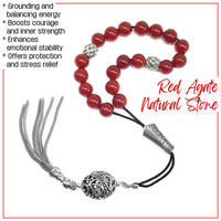 Greek KOMBOLOI Worry Beads Anxiety Beads Rosary Relaxation Stress Relief -RED AGATE STONE BEADS -10mm Diameter-