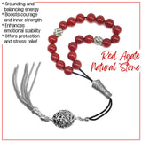 Greek KOMBOLOI Worry Beads Anxiety Beads Rosary Relaxation Stress Relief -RED AGATE STONE BEADS -10mm Diameter-