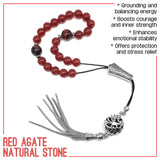 Greek KOMBOLOI Worry Beads Anxiety Beads Rosary Relaxation Stress Relief -RED AGATE STONE BEADS -8mm Diameter-