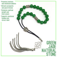 Greek KOMBOLOI Worry Beads Anxiety Beads Rosary Relaxation Stress Relief -GREEN JADE BEADS -8mm Diameter-