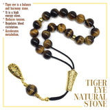 Greek KOMBOLOI Worry Beads Anxiety Beads Rosary Relaxation Stress Relief -TIGER EYE STONE BEADS -10mm Diameter-