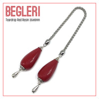 Greek KOMBOLOI  BEGLERI Worry Beads Anxiety Beads Rosary Relaxation Stress Relief -RED RESIN DROP BEADS - 35X16MM