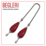 Greek KOMBOLOI  BEGLERI Worry Beads Anxiety Beads Rosary Relaxation Stress Relief -RED RESIN DROP BEADS - 35X16MM