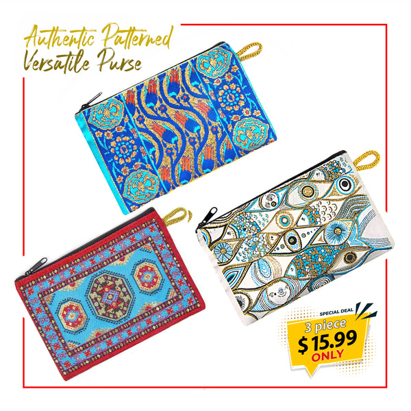 Authentic Patterned Versatile Purse, Cell Phone Bag, Woven Zipper Pouch, Keyring Pouch, Coin Wallet, Hip Purse, Women Makeup Wallet -M1-