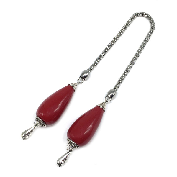 Greek KOMBOLOI  BEGLERI Worry Beads Anxiety Beads Rosary Relaxation Stress Relief -RED RESIN DROP BEADS - 35X16MM