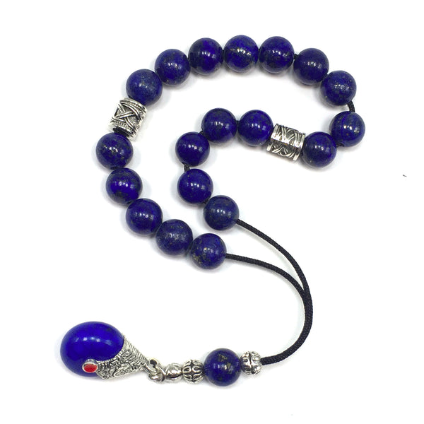 Greek KOMBOLOI Worry Beads Anxiety Beads Rosary Relaxation Stress Relief -LAPIS LAZULI STONE BEADS -10mm Diameter-
