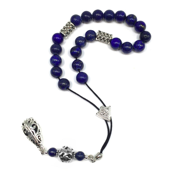 Greek KOMBOLOI Worry Beads Anxiety Beads Rosary Relaxation Stress Relief -LAPIS LAZULI STONE BEADS -8mm Diameter-