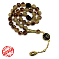 BIG Prayer Beads, Stress Beads, Worry Beads, Tesbih, Tasbih, Tasbeeh, Masbaha, Rosary, Subha (Saddle Brown Resin 12 mm 33 Beads & Allah)