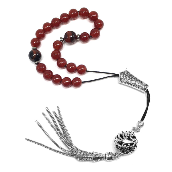 Greek KOMBOLOI Worry Beads Anxiety Beads Rosary Relaxation Stress Relief -RED AGATE STONE BEADS -8mm Diameter-