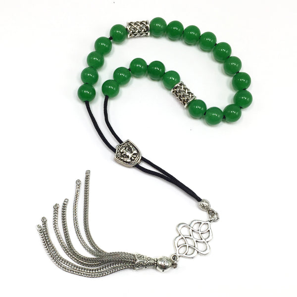 Greek KOMBOLOI Worry Beads Anxiety Beads Rosary Relaxation Stress Relief -GREEN JADE BEADS -8mm Diameter-