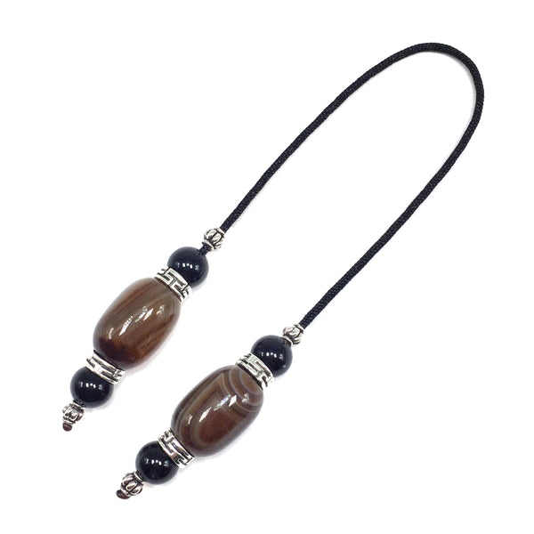 Greek KOMBOLOI  BEGLERI Worry Beads Anxiety Beads Rosary Relaxation Stress Relief -SARDONYX AGATE  STONE BEADS -