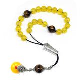 Greek KOMBOLOI Worry Beads Anxiety Beads Rosary Relaxation Stress Relief -YELLOW JADE STONE BEADS -8mm Diameter-