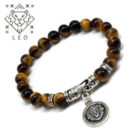 LEO ZODIAC Healing Gemstone Bracelets According to Zodiac Series -8 mm Tiger Eye Stone Beads- Astrology Healing Stress Relief Bracelets