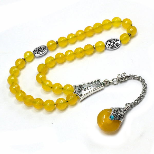 -PRESTIGE SERIES-  Malaysian Yellow Jade Stone Prayer Beads -8mm diameter beads