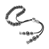 Greek KOMBOLOI Series Worry Beads Begleri Pony Anxiety Beads Rosary Relaxation Stress Relief (Black Hematite Round Beads -8 mm, 21 Beads)