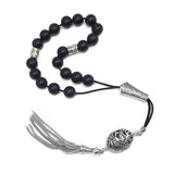 Greek KOMBOLOI Worry Beads Anxiety Beads Rosary Relaxation Stress Relief -MATTE BLACK ONYX BEADS -10mm Diameter-