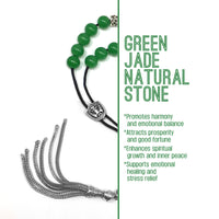 Greek KOMBOLOI Worry Beads Anxiety Beads Rosary Relaxation Stress Relief -GREEN JADE BEADS -8mm Diameter-