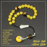 Greek KOMBOLOI Worry Beads Anxiety Beads Rosary Relaxation Stress Relief -YELLOW JADE STONE BEADS -8mm Diameter-
