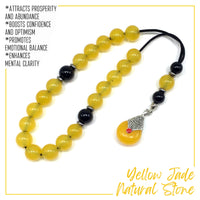 Greek KOMBOLOI Worry Beads Anxiety Beads Rosary Relaxation Stress Relief -YELLOW JADE STONE BEADS -10mm Diameter-