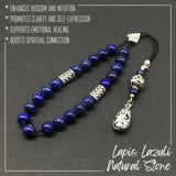 Greek KOMBOLOI Worry Beads Anxiety Beads Rosary Relaxation Stress Relief -LAPIS LAZULI STONE BEADS -8mm Diameter-