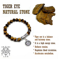 LEO ZODIAC Healing Gemstone Bracelets According to Zodiac Series -8 mm Tiger Eye Stone Beads- Astrology Healing Stress Relief Bracelets