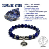 GEMINI ZODIAC Healing Gemstone Bracelets According to Zodiac Series -8 mm Sodalite Stone Beads- Astrology Healing Stress Relief Bracelets