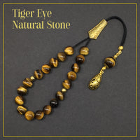 Greek KOMBOLOI Worry Beads Anxiety Beads Rosary Relaxation Stress Relief -TIGER EYE STONE BEADS -10mm Diameter-