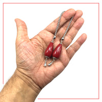 Greek KOMBOLOI  BEGLERI Worry Beads Anxiety Beads Rosary Relaxation Stress Relief -RED RESIN DROP BEADS - 35X16MM