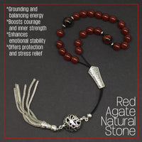 Greek KOMBOLOI Worry Beads Anxiety Beads Rosary Relaxation Stress Relief -RED AGATE STONE BEADS -8mm Diameter-