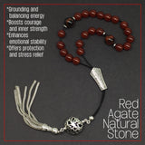 Greek KOMBOLOI Worry Beads Anxiety Beads Rosary Relaxation Stress Relief -RED AGATE STONE BEADS -8mm Diameter-