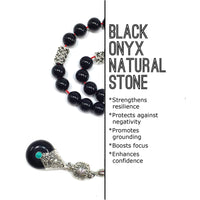 Greek KOMBOLOI Worry Beads Anxiety Beads Rosary Relaxation Stress Relief -SHINY BLACK ONYX BEADS -8mm Diameter-