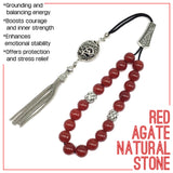 Greek KOMBOLOI Worry Beads Anxiety Beads Rosary Relaxation Stress Relief -RED AGATE STONE BEADS -10mm Diameter-