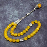 -PRESTIGE SERIES-  Malaysian Yellow Jade Stone Prayer Beads -8mm diameter beads