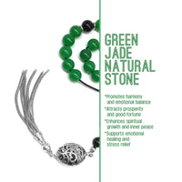 Greek KOMBOLOI Worry Beads Anxiety Beads Rosary Relaxation Stress Relief -GREEN JADE BEADS -10mm Diameter-