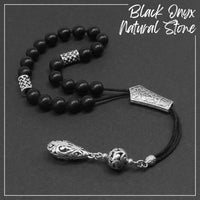 Greek KOMBOLOI Worry Beads Anxiety Beads Rosary Relaxation Stress Relief -MATTE BLACK ONYX BEADS -8mm Diameter-