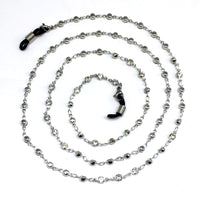 FREE Eyeglass Case -Silver & RHINESTONE  Beaded Eyeglass Chain Eyewear Retainer Eyeglass Strap Holder Eyeglass Necklace Women Eyeglass Chain -FREE Eyeglass Case