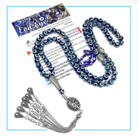 -Evil Eye Collection- Worry Beads Prayer Beads Tesbih Tasbih Rosary (Electroplate Evil Eye Glass -8 mm 99 Beads- & Drop Tassel)