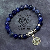 GEMINI ZODIAC Healing Gemstone Bracelets According to Zodiac Series -8 mm Sodalite Stone Beads- Astrology Healing Stress Relief Bracelets