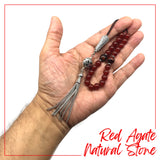 Greek KOMBOLOI Worry Beads Anxiety Beads Rosary Relaxation Stress Relief -RED AGATE STONE BEADS -8mm Diameter-