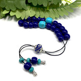 Greek KOMBOLOI Series- Worry Beads Begleri Pony Anxiety Beads Rosary Relaxation Stress Relief (Navy Blue Resin Beads - 13x9 mm, 19 Beads-)